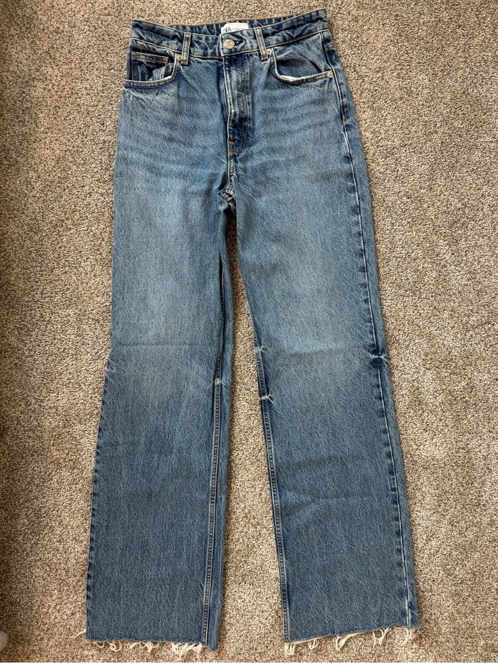 Zara Straight Leg Jeans in Medium Blue